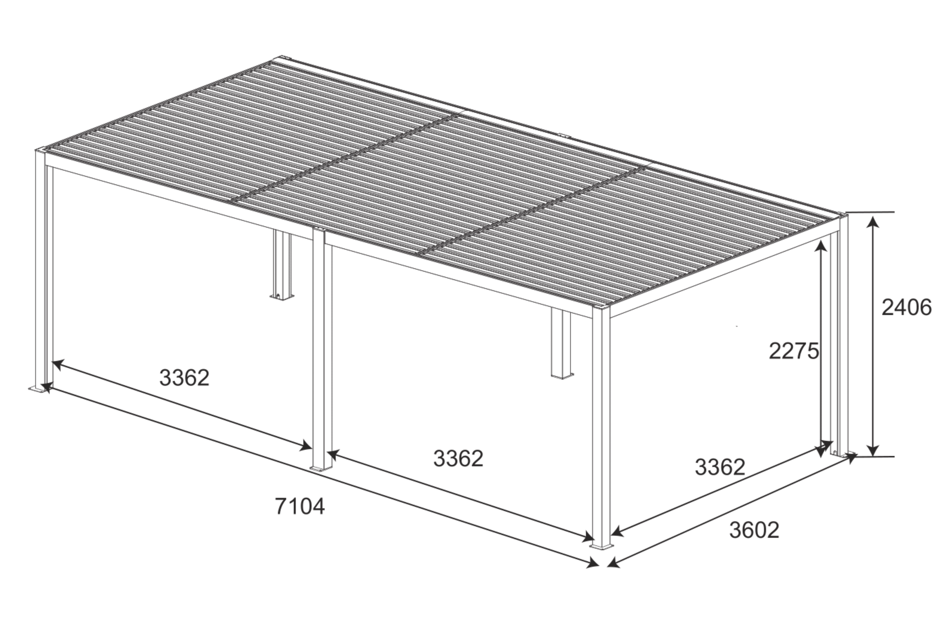 GazeboMate Combo Deal: Charcoal 3.6M x 7.2M Louvered Gazebo + Louvered Side Panel Slat Wall