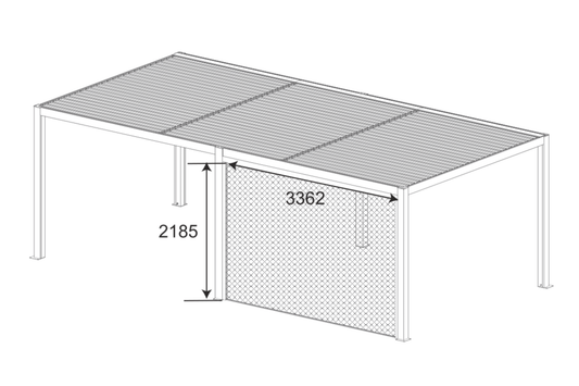 Retractable Pulldown Privacy Screen In White Suits 3.6M x 7.2M GazeboMate Louvre Gazebo Pergola