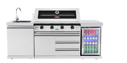 test rey 1 304 Stainless Steel BBQ Kitchen Suits Beef Eater 5 Burner 1200, Fridge And Sink Outdoor BBQ Kitchen Package
