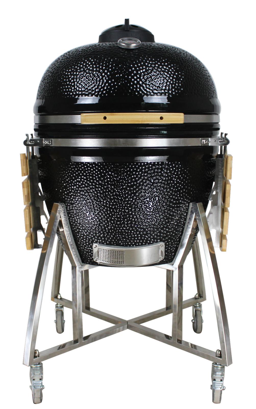Grill King 16” Red Kamado Ceramic Charcoal Grill With Trolley & Side Tables
