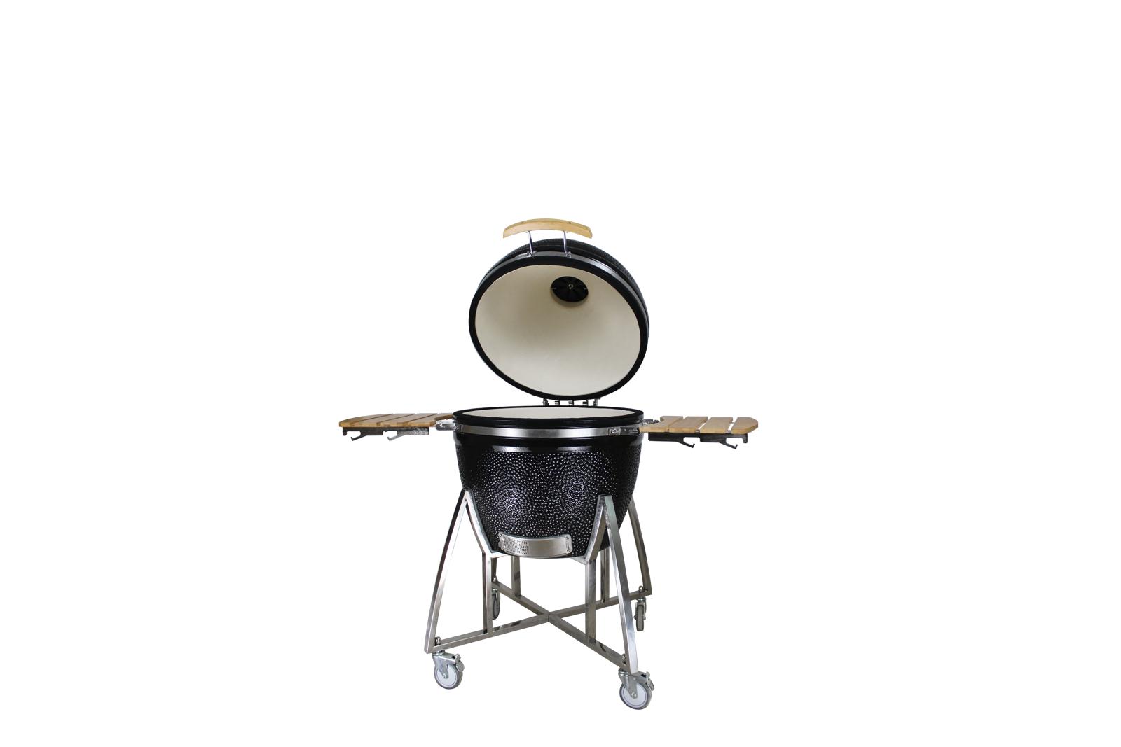 Grill King 16” Red Kamado Ceramic Charcoal Grill With Trolley & Side Tables