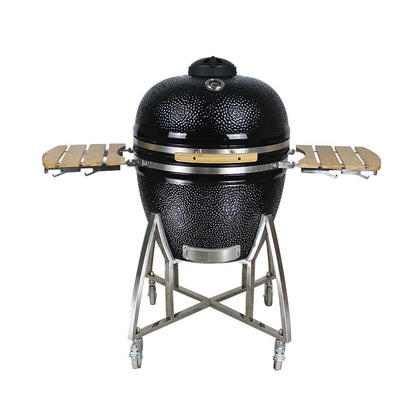 test rey 1 Grill King 27” Black Kamado Ceramic Charcoal Grill With Trolley & Side Tables