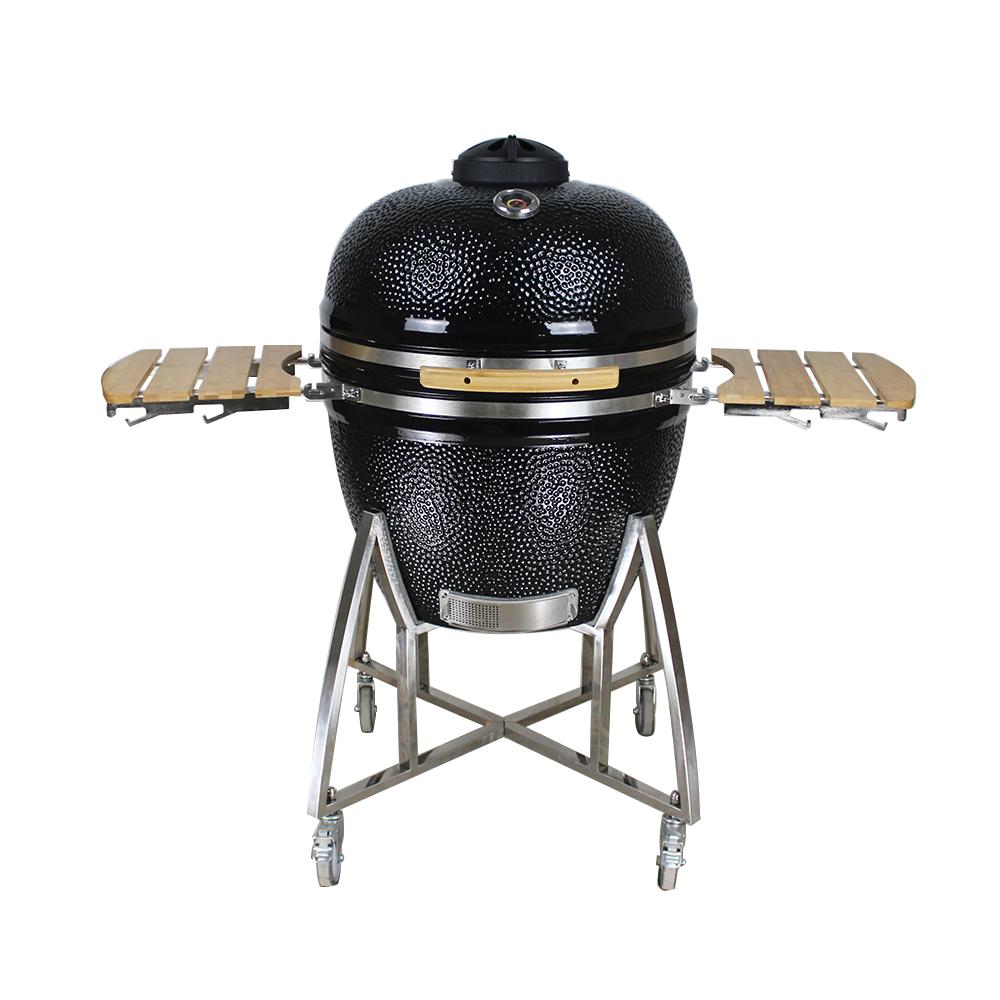 Grill King 27” White Kamado Ceramic Charcoal Grill With Trolley & Side Tables