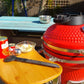 Grill King 16” Red Kamado Ceramic Charcoal Grill With Trolley & Side Tables