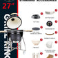 Grill King 27” White Kamado Ceramic Charcoal Grill With Trolley & Side Tables
