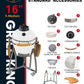 Grill King 16” Red Kamado Ceramic Charcoal Grill With Trolley & Side Tables