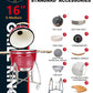 Grill King 16” Red Kamado Ceramic Charcoal Grill With Trolley & Side Tables