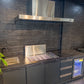 FLAT HOOD BLACK Stone 4B Drop In BBQ Kitchen Package with Stone Benchtops, Hampton Waterfall Design