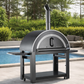 Black 30 Inch Charcoal Pizza Oven Outdoor In Black Stainless Steel Artisan Wood-Fired Charcoal Pizza Bread Oven BBQ Grill