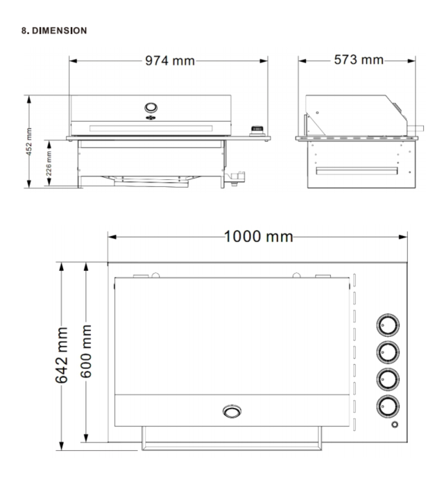 Grill King Slimline 4 Burner Drop In BBQ | Black Stainless Steel