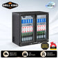 Tropical Rated Triple Glazed 208L Double Door Under-bench Commercial Bar Wine Fridge Drinks Chiller in Black