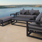 7 Piece Charcoal Aluminium Hampton Style Outdoor Furniture Lounge Set Weather Resistant 3 Seater, 1+1 + Coffee Table & 2x Side tables