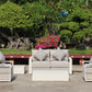 White Hampton Style Lounge Set Inc 2+1+1, Coffee Table Aluminium Frame and Weather Resistant Fabric