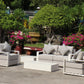 White Hampton Style Lounge Set Inc 2+1+1, Coffee Table Aluminium Frame and Weather Resistant Fabric