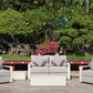 White Hampton Style Lounge Set Inc 2+1+1, Coffee Table Aluminium Frame and Weather Resistant Fabric