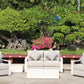 White Hampton Style Lounge Set Inc 2+1+1, Coffee Table Aluminium Frame and Weather Resistant Fabric