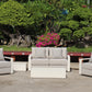 White Hampton Style Lounge Set Inc 2+1+1, Coffee Table Aluminium Frame and Weather Resistant Fabric
