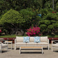 5-Piece Modern Outdoor Lounge Furniture Set Inc 3-Seater Day Bed, Coffee Table, Side Table & 3+1+1