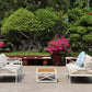 5-Piece Modern Outdoor Lounge Furniture Set Inc 3-Seater Day Bed, Coffee Table, Side Table & 3+1+1