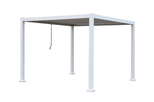 GazeboMate 3x3M Semi Permanent Louvered Gazebo White Aluminium Heavy Duty Wind Resistant