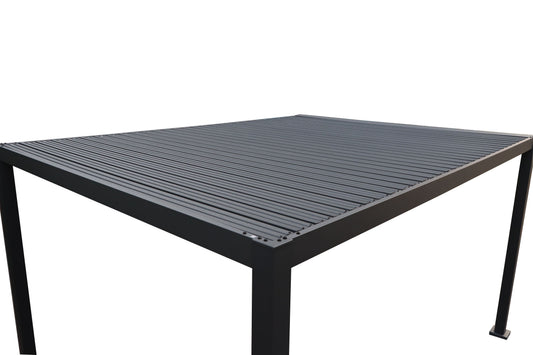 GazeboMate 4x4M Semi Permanent Louvered Gazebo Aluminium Pergola Heavy Duty Wind Resistant