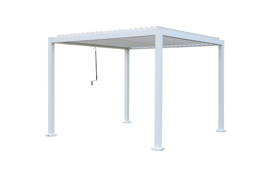 GazeboMate 3x4M Semi Permanent Louvered Gazebo Aluminium Pergola White Heavy Duty Wind Resistant