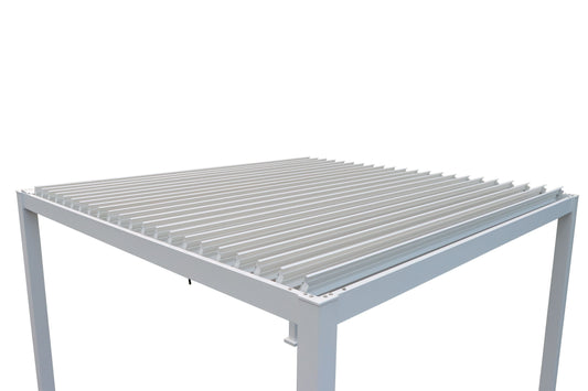 GazeboMate 3x3M Semi Permanent Louvered Gazebo White Aluminium Heavy Duty Wind Resistant