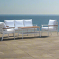 Modern 4-Piece White Aluminium Wheather Resistant Outdoor Lounge Set inc coffee table & pillows