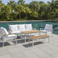 Modern 4-Piece White Aluminium Wheather Resistant Outdoor Lounge Set inc coffee table & pillows