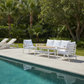 Modern 4-Piece White Aluminium Wheather Resistant Outdoor Lounge Set inc coffee table & pillows