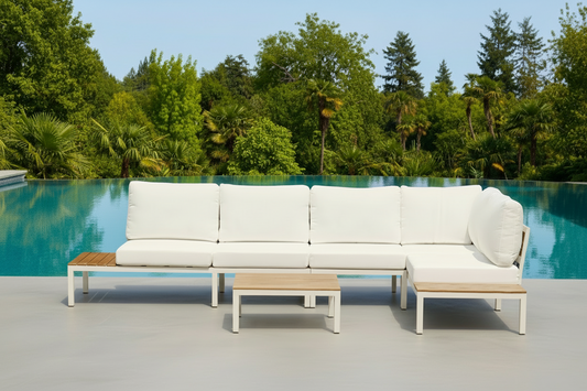 5-Piece Outdoor Sofa Set – Modern Aluminium Design + Thick Cush