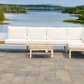 Modular Sofa Outdoor Furniture Set White Aluminium White Cusions Modular 4 Piece inc Coffe Table