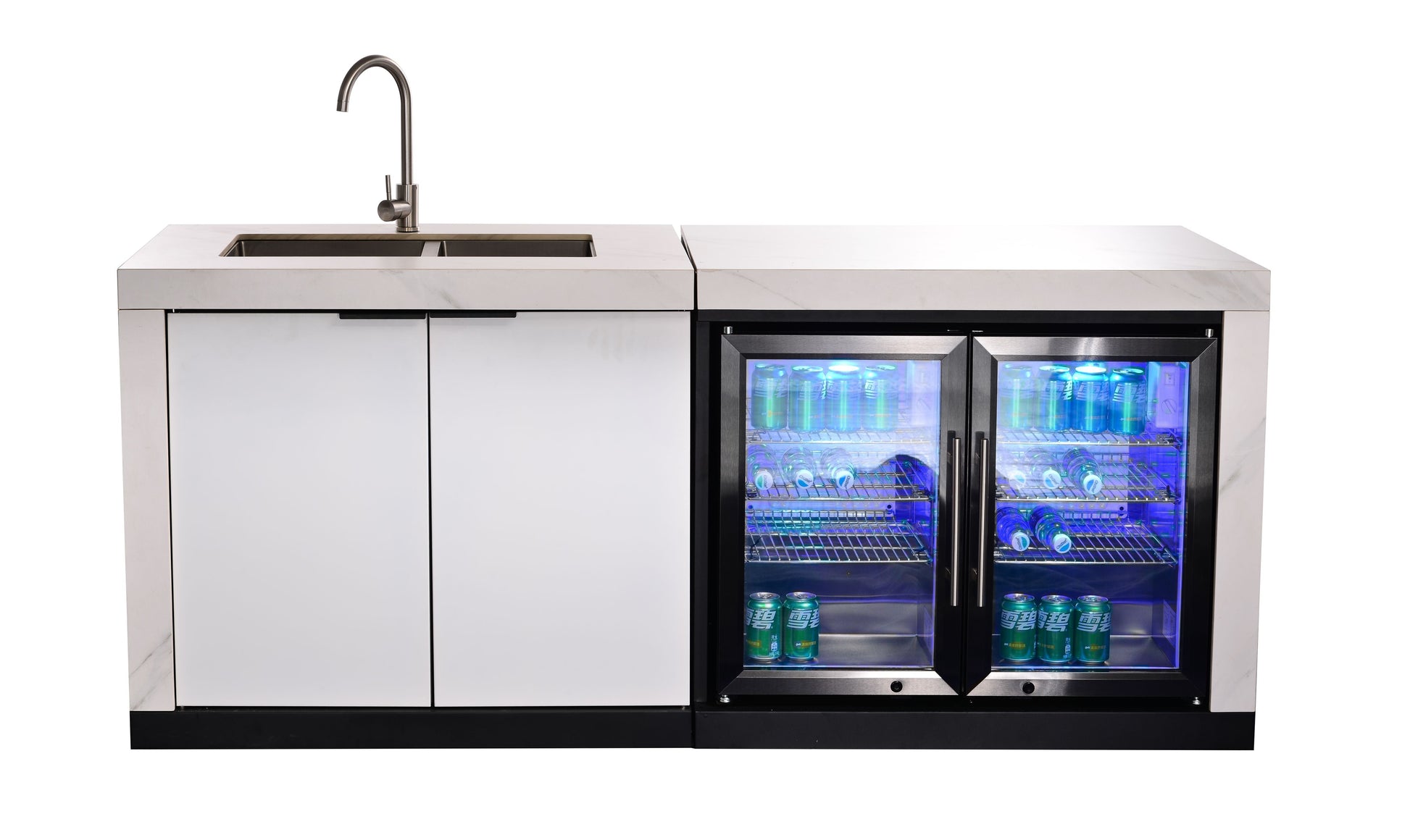 Rockpool 4B Drop In BBQ Kitchen Inc sintered stoneBenchtops, Aluminium Cabinets, Weather Resistant, Fridge & Sink