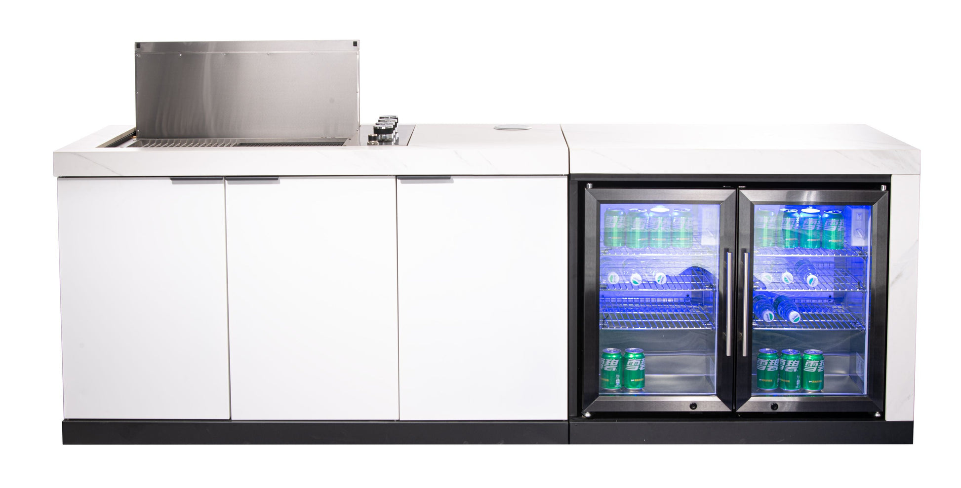 Rockpool 4B Drop In BBQ Kitchen Inc sintered stoneBenchtops, Aluminium Cabinets, Weather Resistant, Fridge & Sink