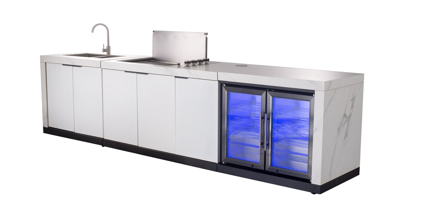 Rockpool 4B Drop In BBQ Kitchen Inc sintered stoneBenchtops, Aluminium Cabinets, Weather Resistant, Fridge & Sink