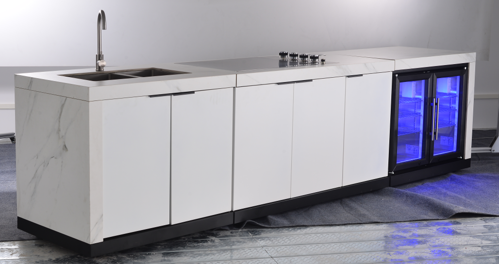 Rockpool 4B Drop In BBQ Kitchen Inc sintered stoneBenchtops, Aluminium Cabinets, Weather Resistant, Fridge & Sink