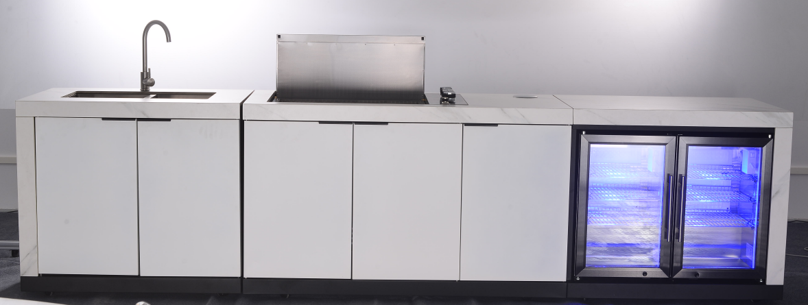 Rockpool 4B Drop In BBQ Kitchen Inc sintered stoneBenchtops, Aluminium Cabinets, Weather Resistant, Fridge & Sink