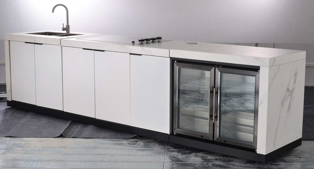 Rockpool 4B Drop In BBQ Kitchen Inc sintered stoneBenchtops, Aluminium Cabinets, Weather Resistant, Fridge & Sink