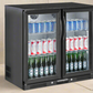 Tropical Rated Triple Glazed 208L Double Door Under-bench Commercial Bar Wine Fridge Drinks Chiller in Black