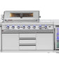 Hurricane 6-Burner Outdoor Kitchen 304 Stainless Steel BBQ Package Inc Triple Fridge, Sink, 3 Drawer Storage, Side Wok & Rear Infrared Burner