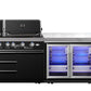 Element Twin Hood 8-Burner Outdoor BBQ Kitchen + 188L Kegerator : Graphite Stainless Steel, Stone Bench, Fridge, Sink, Height Adjustable