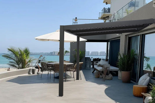 GazeboMate 3M x 3M Wall Mounted Aluminium Louvre Gazebo