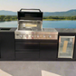 L Shape Black 304SS 4 Burner + Wok BBQ Kitchen Inc Wok & Rear Infrared Burner, Fridge & Sink