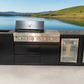 L Shape Black 304SS 4 Burner + Wok BBQ Kitchen Inc Wok & Rear Infrared Burner, Fridge & Sink