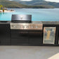 L Shape Black 304SS 4 Burner + Wok BBQ Kitchen Inc Wok & Rear Infrared Burner, Fridge & Sink