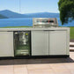 Compact Series Rockpool White 4B BBQ Kitchen Package with Stone Benchtops, Hampton Waterfall Design