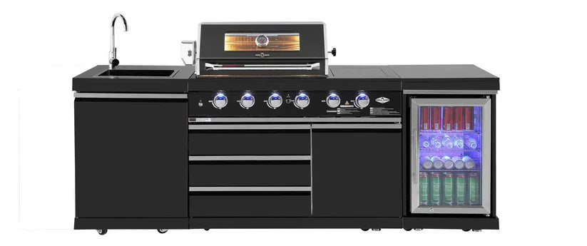 Kingsley 4B + Wok Black Stainless Steel BBQ Module (BBQ Only Fridge Sink Sold Seperate)