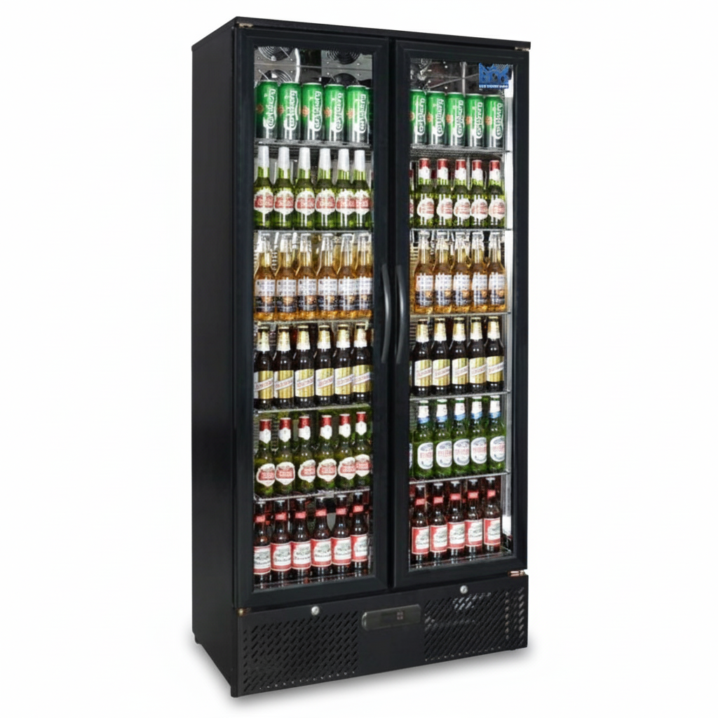 Free Metro Shipping Tropical Rated Triple Glazed Double Door Commercial 458ltr Upright Wine Bar Fridge Black