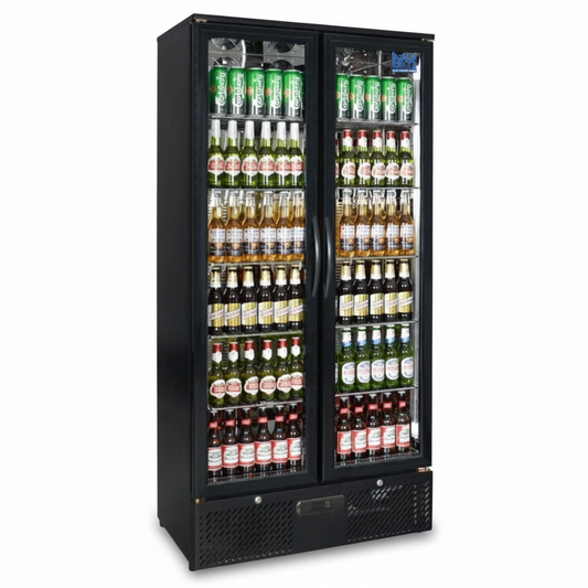 Free Metro Shipping Tropical Rated Triple Glazed Double Door Commercial 458ltr Upright Wine Bar Fridge Black