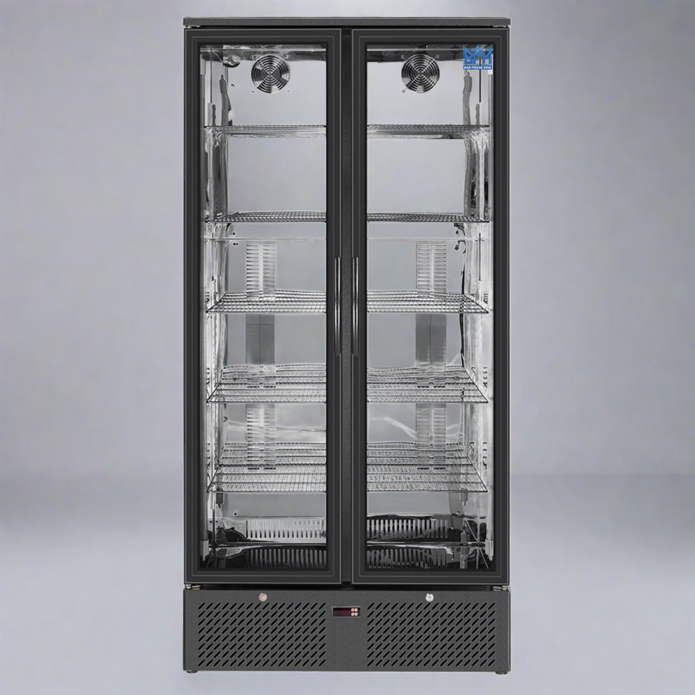 Free Metro Shipping Tropical Rated Triple Glazed Double Door Commercial 458ltr Upright Wine Bar Fridge Black